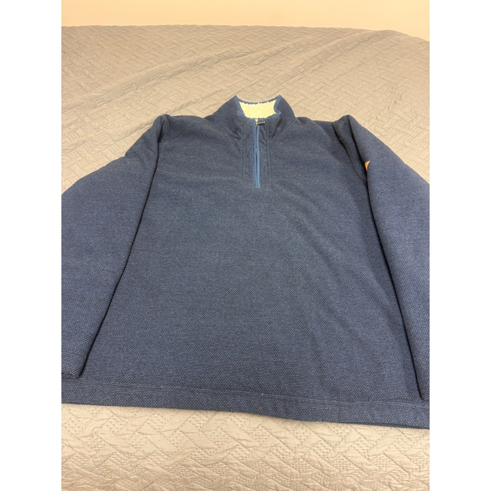 Orvis Classic Collection Mens XXL Navy Blue Sherpa Lined Quarter Zip Pullover
